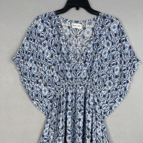 Rujuta Sheth Dress Womens One Size Blue Boho Maxi Kimono Coastal Resort Flowy - Picture 3 of 14